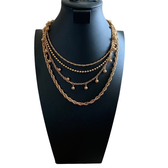 Napier Vintage Four Strand Goldtone Necklace - Picture 7 of 16